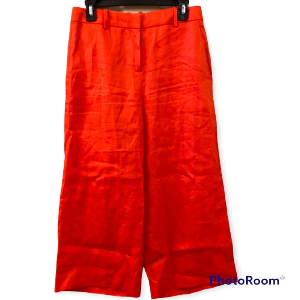 NWOT J Crew Capris Orange 100% Linen Wide Legs WM SZ 2 🧡